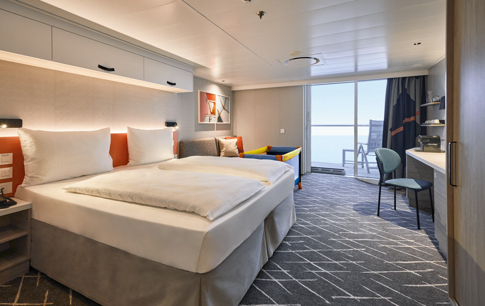 Kabine in einem TUI Cruises Kreuzfahrtschiff